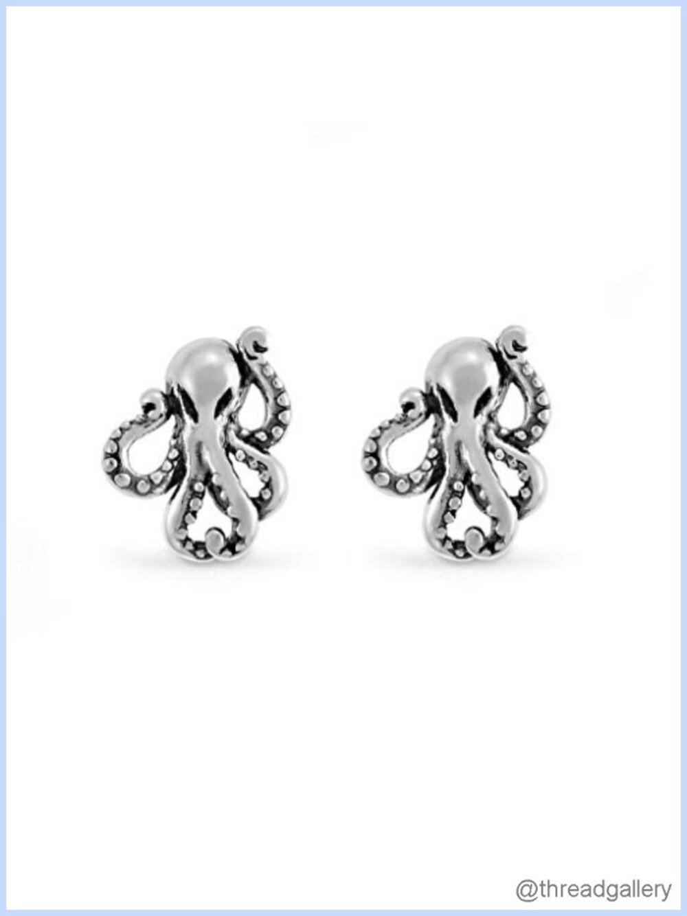 Sterling Silver Octopus Stud Earrings Hypoallergenic Push Back
